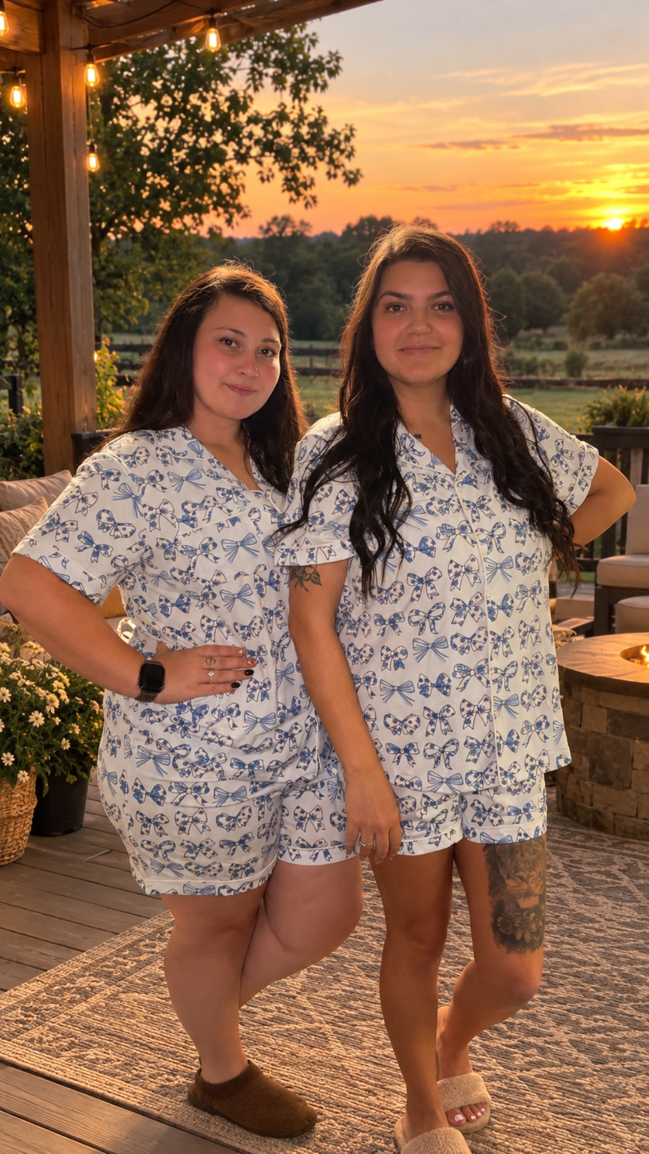 Bow Print Short Pajama Set