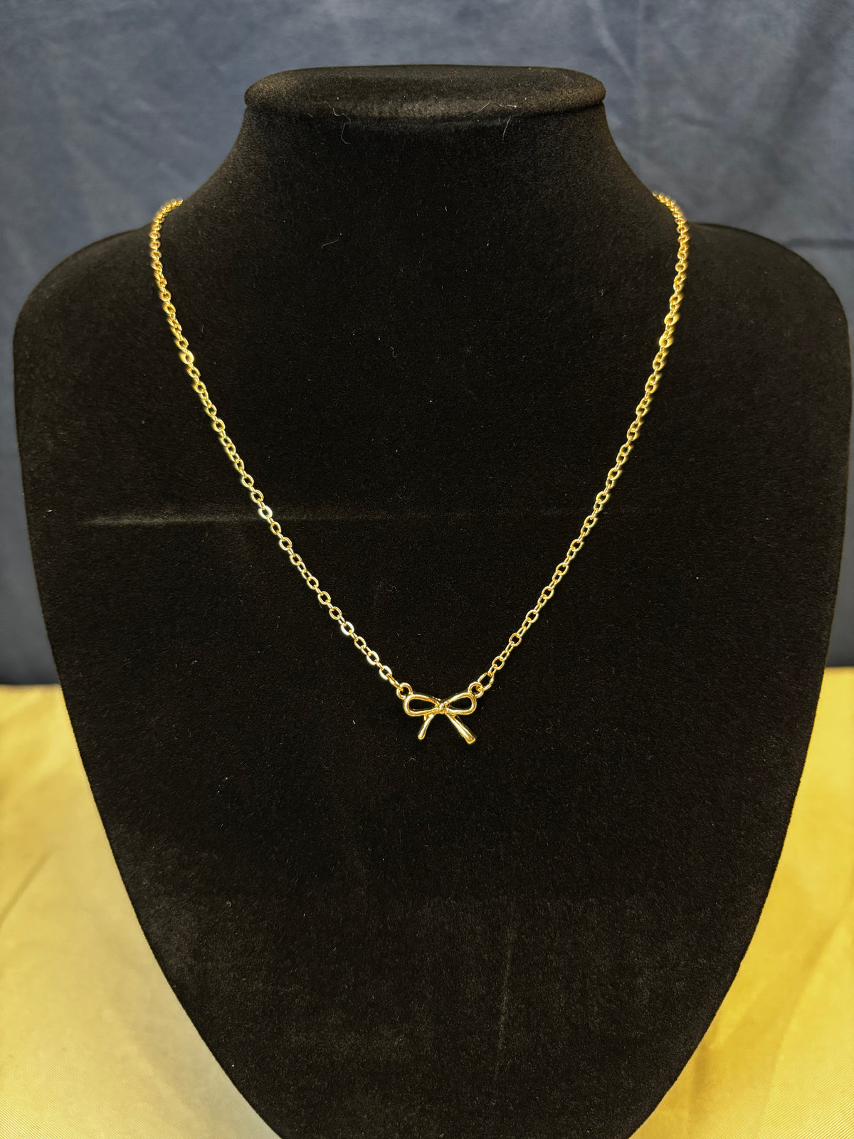 Mini Gold Bow Charm Necklace