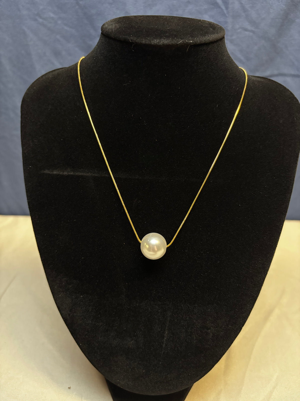 18K Stainless Steel Tarnish Free Pearl Necklace GOLD