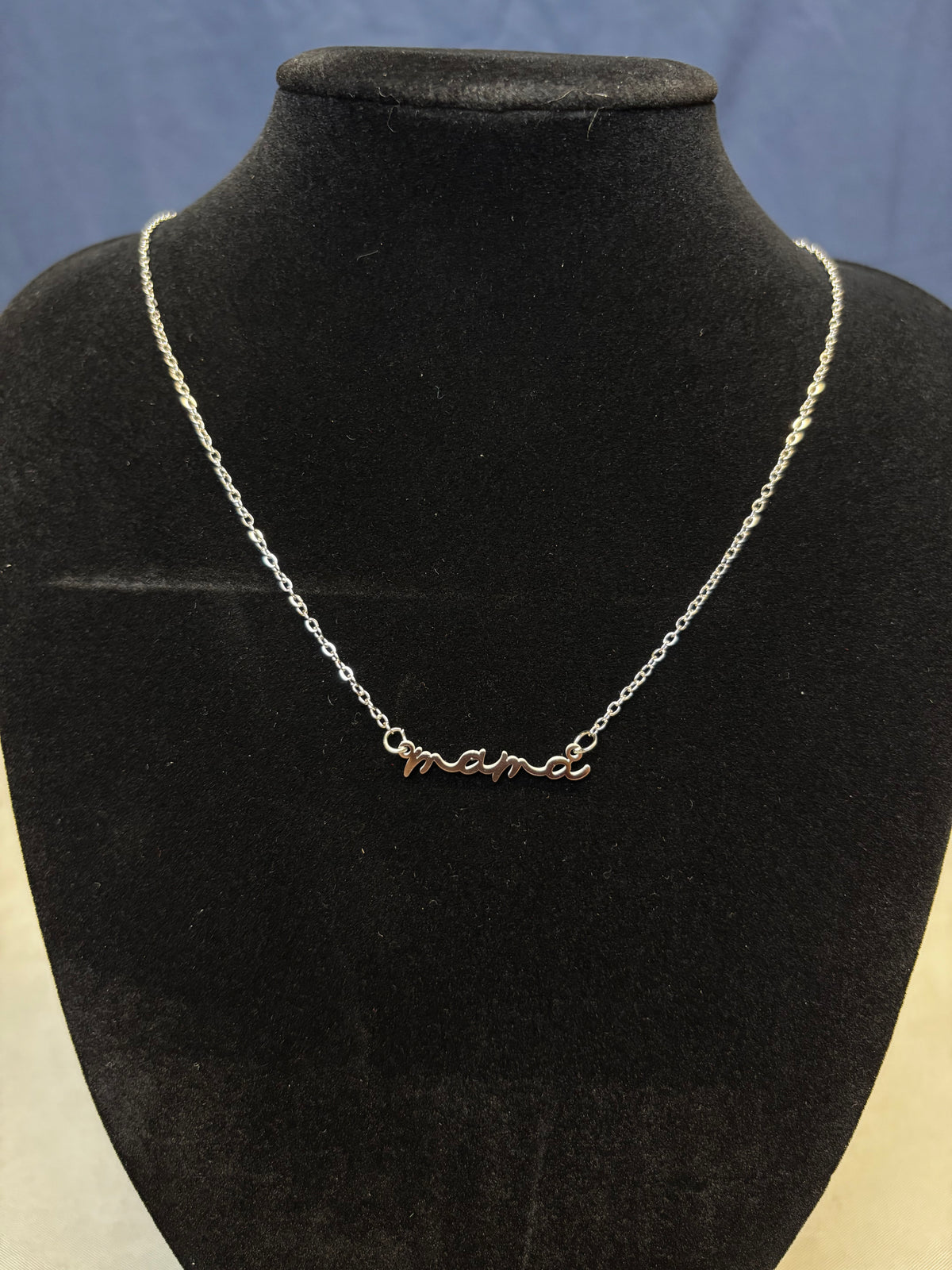 18K Stainless Steel Tarnish Free Mama Necklace SILVER