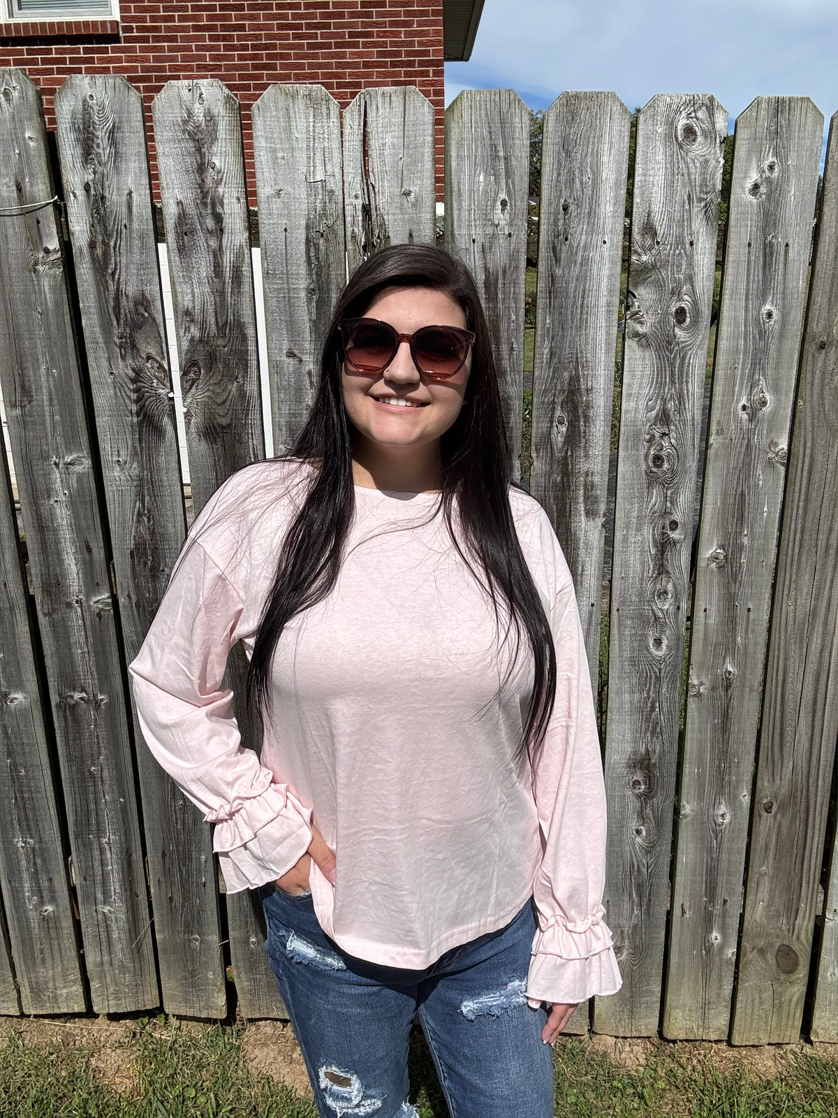 Long Sleeve Ruffle Cuff Casual Elegant Top
