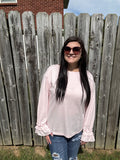 Long Sleeve Ruffle Cuff Casual Elegant Top