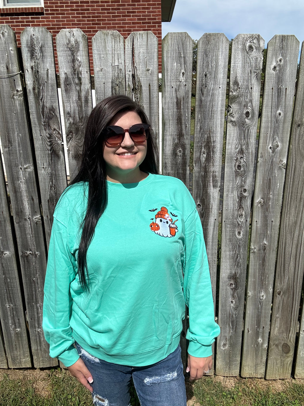Halloween Ghost Embroidered Casual Sweatshirt