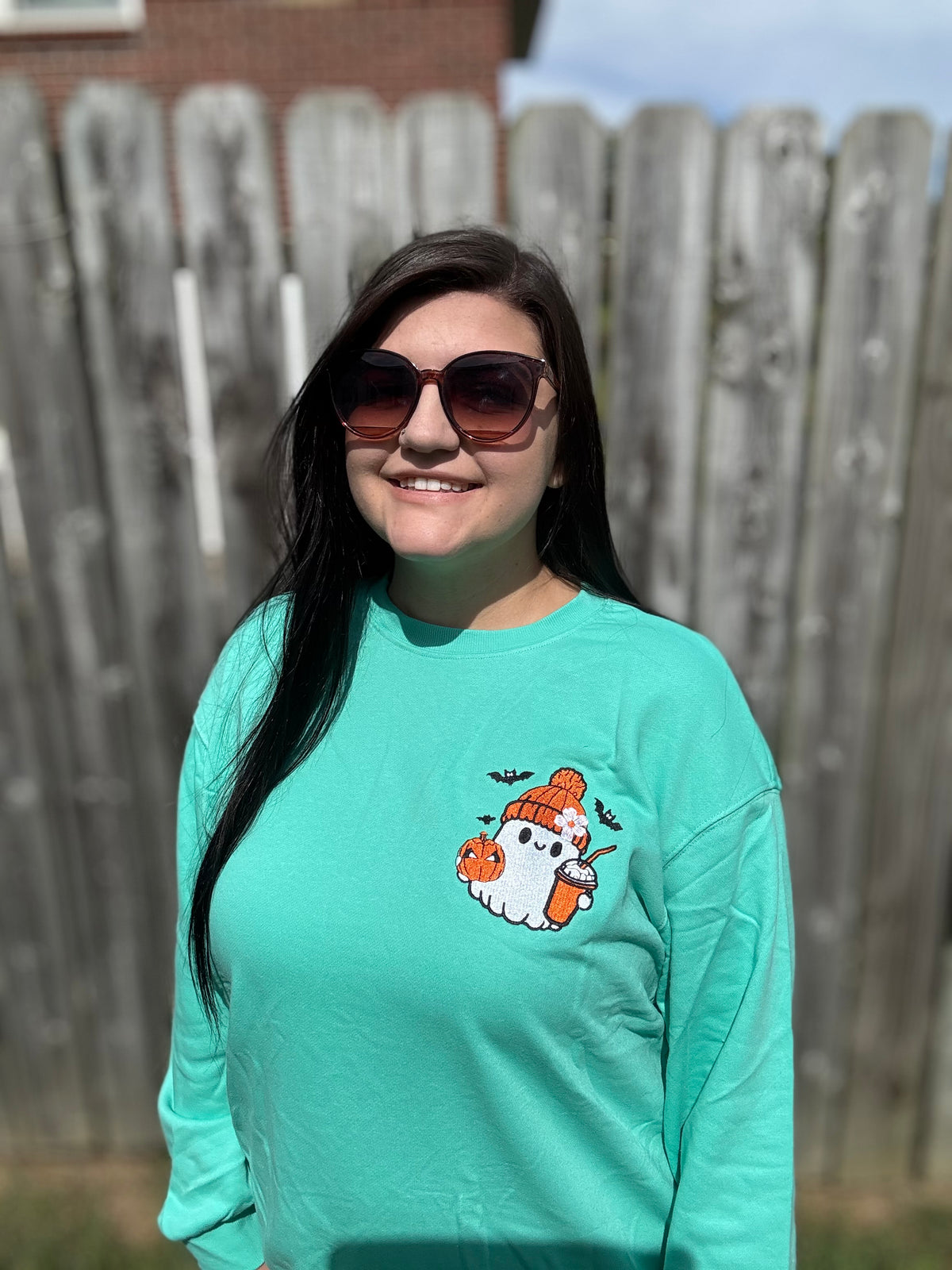 Halloween Ghost Embroidered Casual Sweatshirt