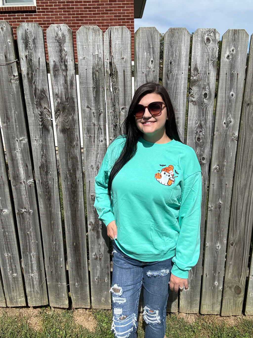 Halloween Ghost Embroidered Casual Sweatshirt