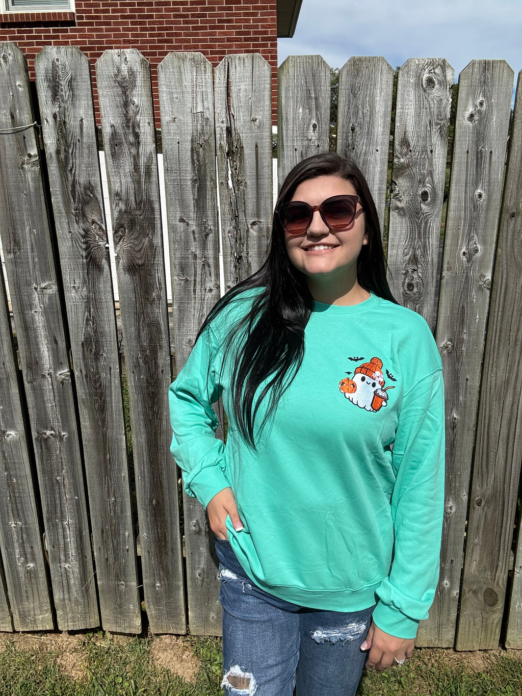 Halloween Ghost Embroidered Casual Sweatshirt