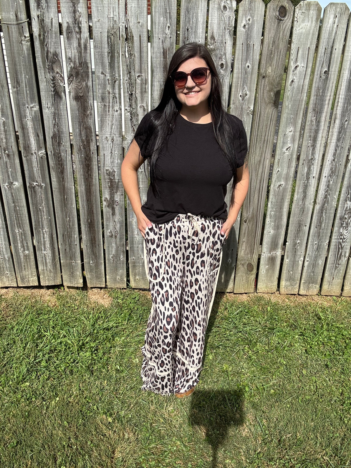 Leopard Wide Leg Cropped Pants