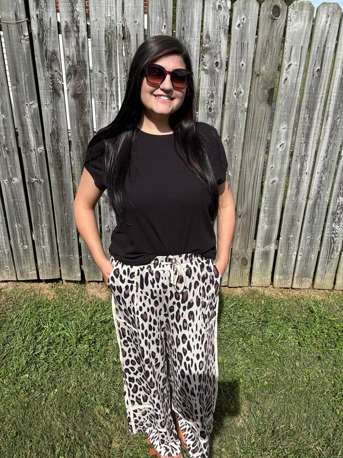 Leopard Wide Leg Cropped Pants