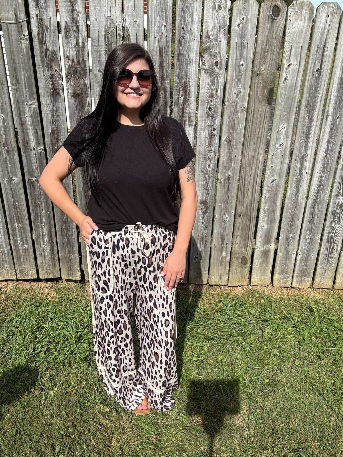 Leopard Wide Leg Cropped Pants